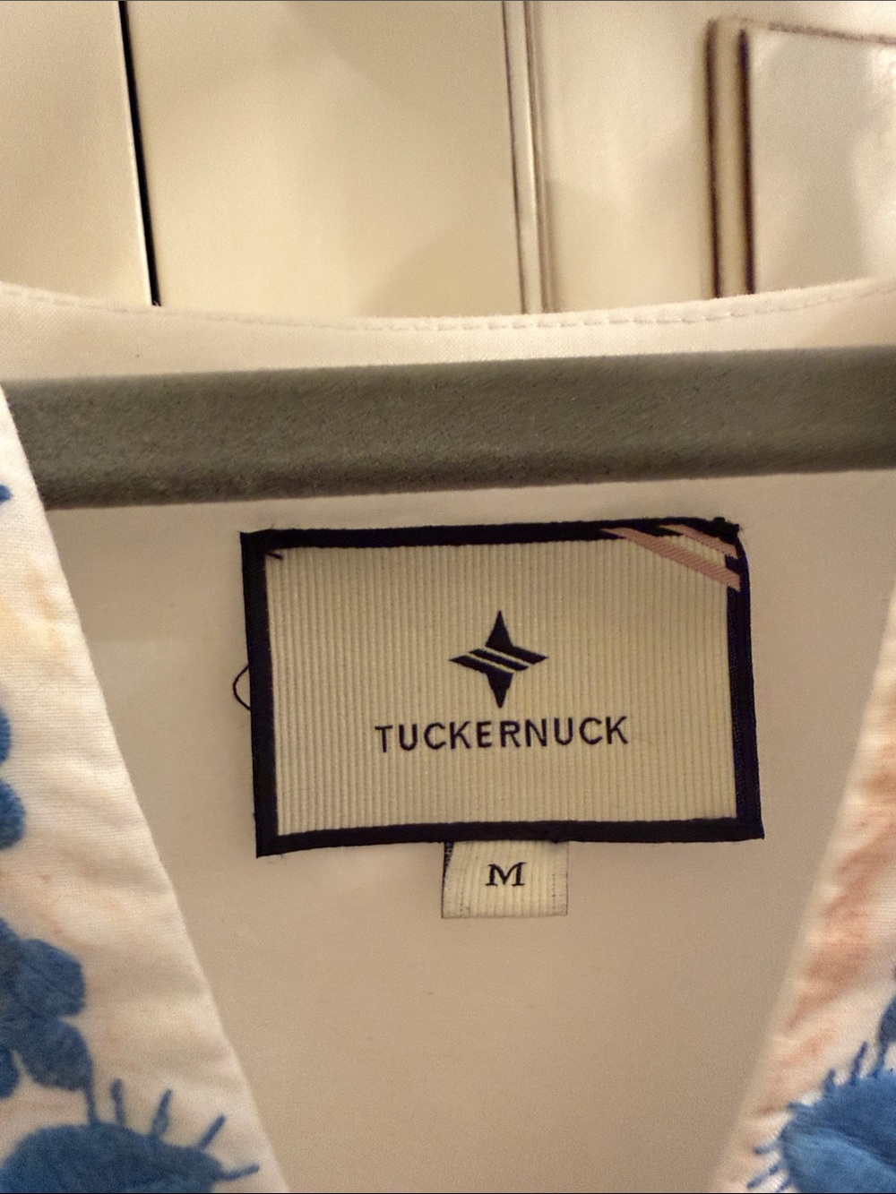 Tuckernuck White Maxi Dress with Blue Floral Embroidery - Picture 2 of 3